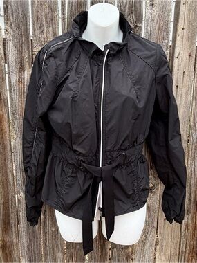 White House Black Market Black Hooded Jacket with Contrast Trim